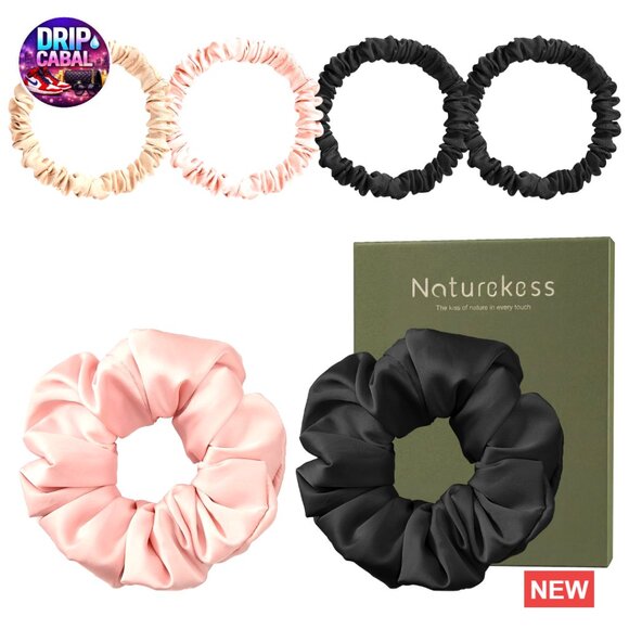 Mulberry Silk Scrunchies Set Large Thin Hair Ties No Damage Accessories main image 6